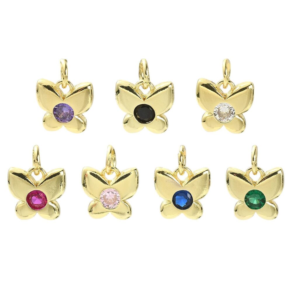 8472 20pcs Crystal Butterfly Shaped Charms 18K Gold Plated Butterlfy Charms